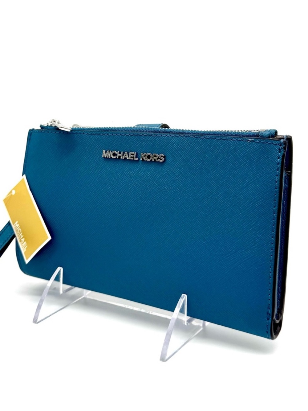 Michael Kors Blue Teal Saffiano Wristlet Wallet